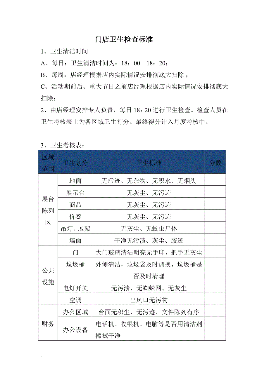 门店卫生标准_第3页