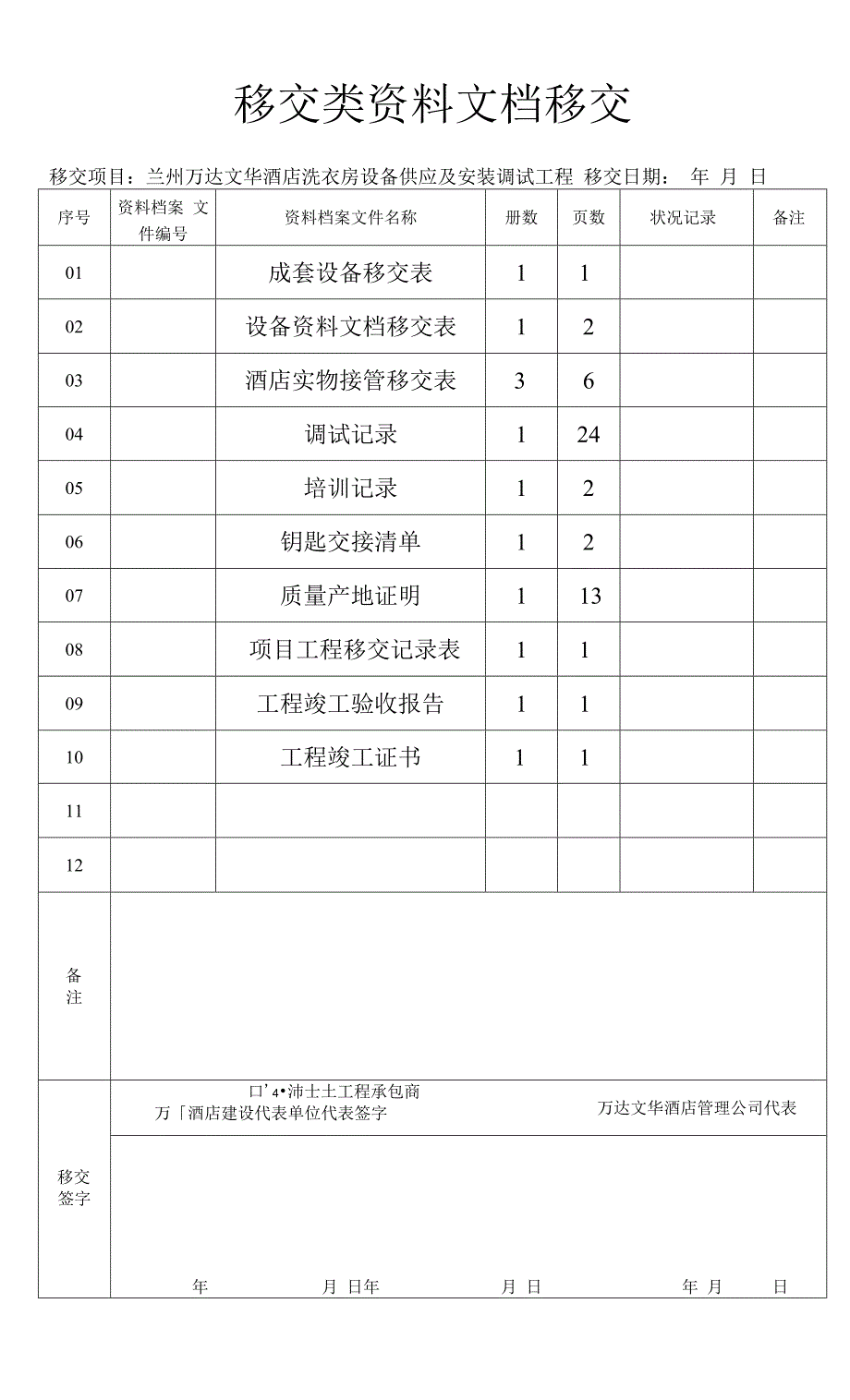 表8 移交类资料档案文件移交表 (1).docx_第1页