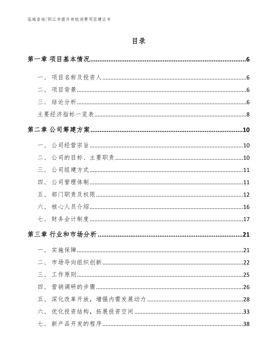 阳江市提升传统消费项目建议书范文参考_第1页