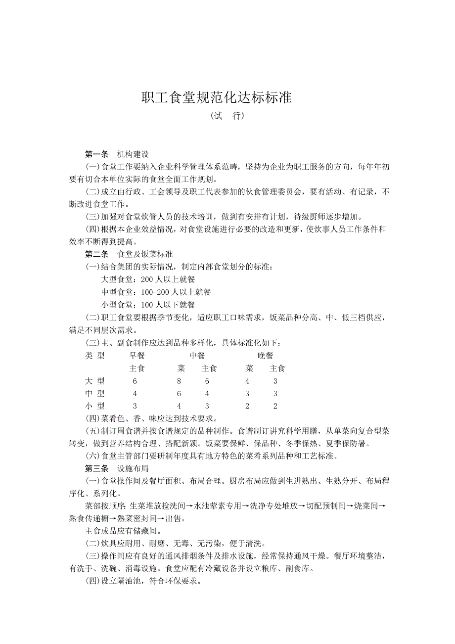 职工食堂规范化达标标准_第1页