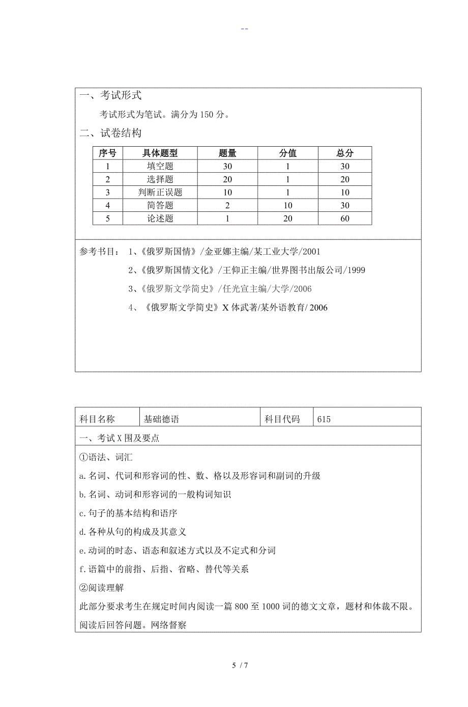 外国语学院2013年研究生初试各科目考试大纲_第5页