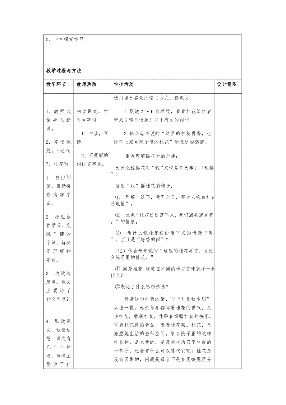 江口县怒溪镇骆象小学五年级语文上册、《桂花雨》教学设计.docx_第2页