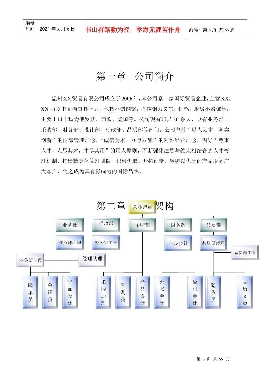 某某贸易有限公司员工手册_第5页