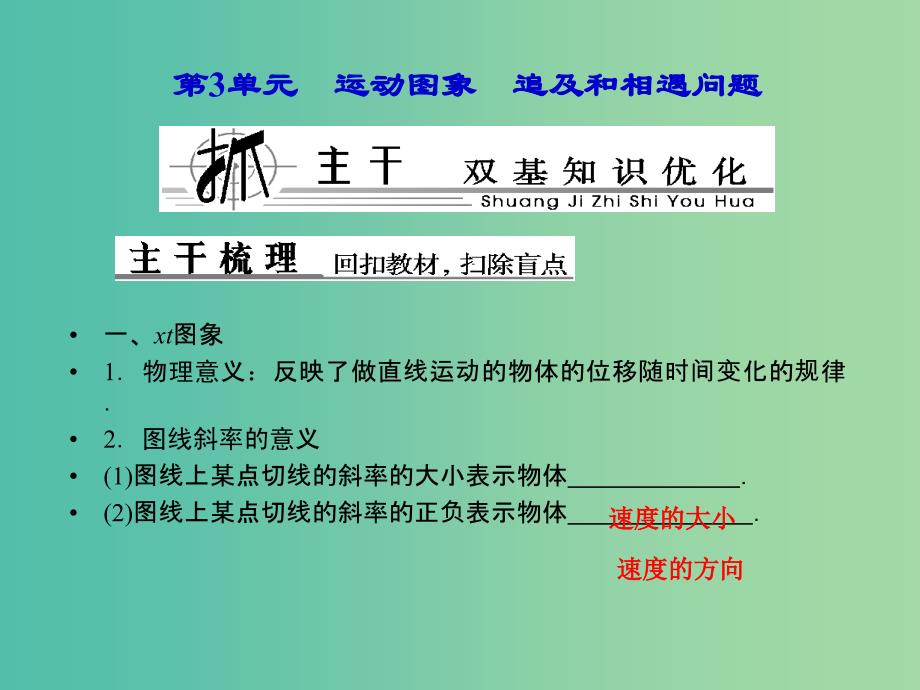 高中物理 第3单元　运动图象　追及和相遇问题课件 新人教版必修1.ppt_第1页