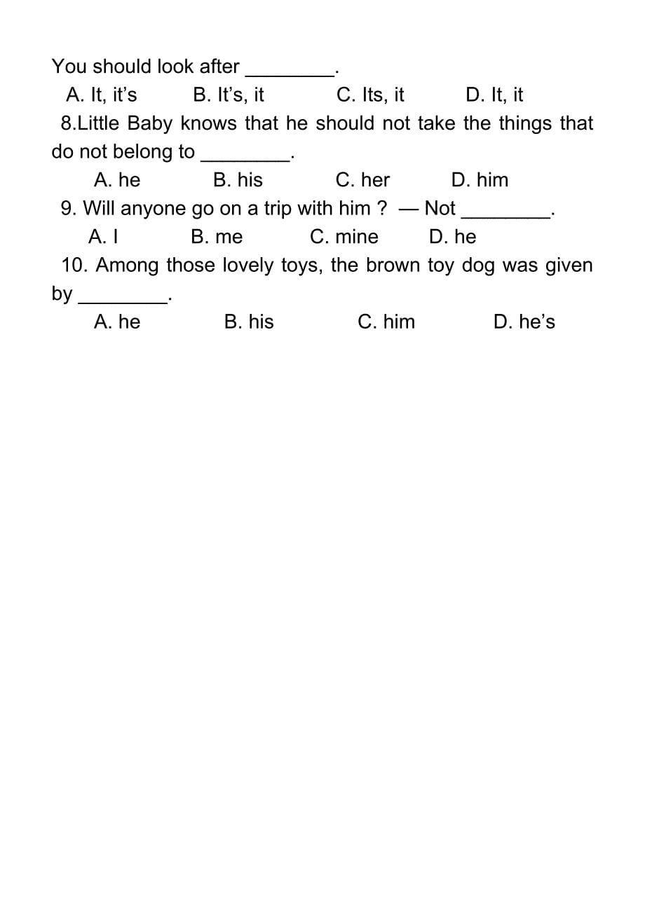 七年级英语重要语法项目专项练习1.doc_第5页