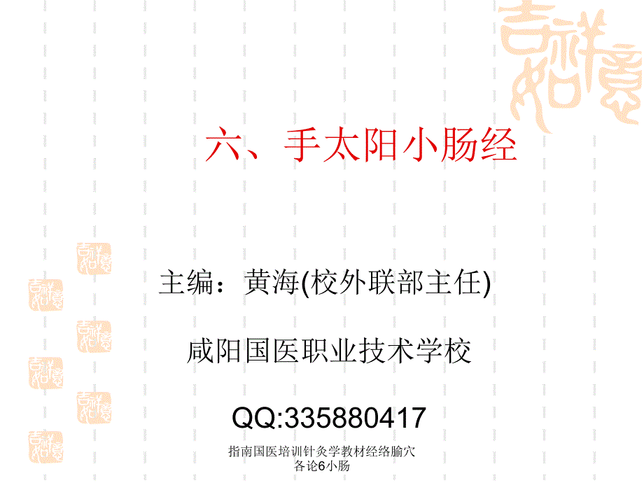 指南国医培训针灸学教材经络腧穴各论6小肠课件_第1页