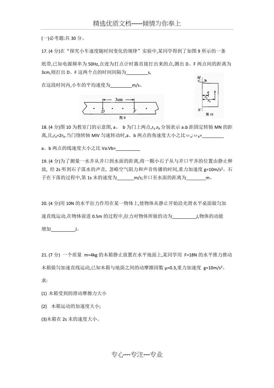 2017年湖南省普通高中学业水平考试物理_第5页