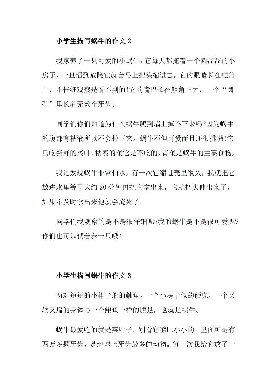 小学生描写蜗牛的作文300字10篇整合_第2页