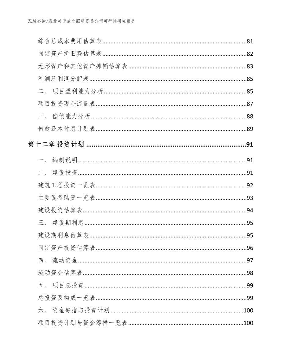 淮北关于成立照明器具公司可行性研究报告【模板范文】_第5页