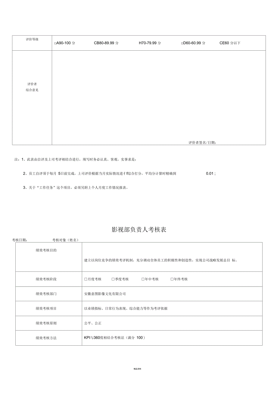 影像公司所有岗位绩效考核表_第4页