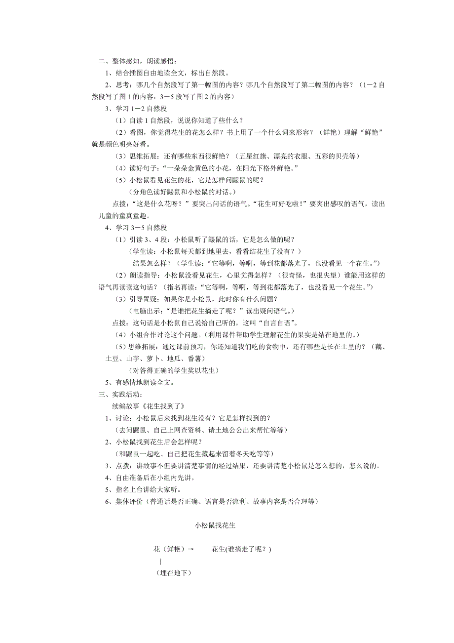 小学一年级语文教学设计小松鼠找花生.doc_第2页