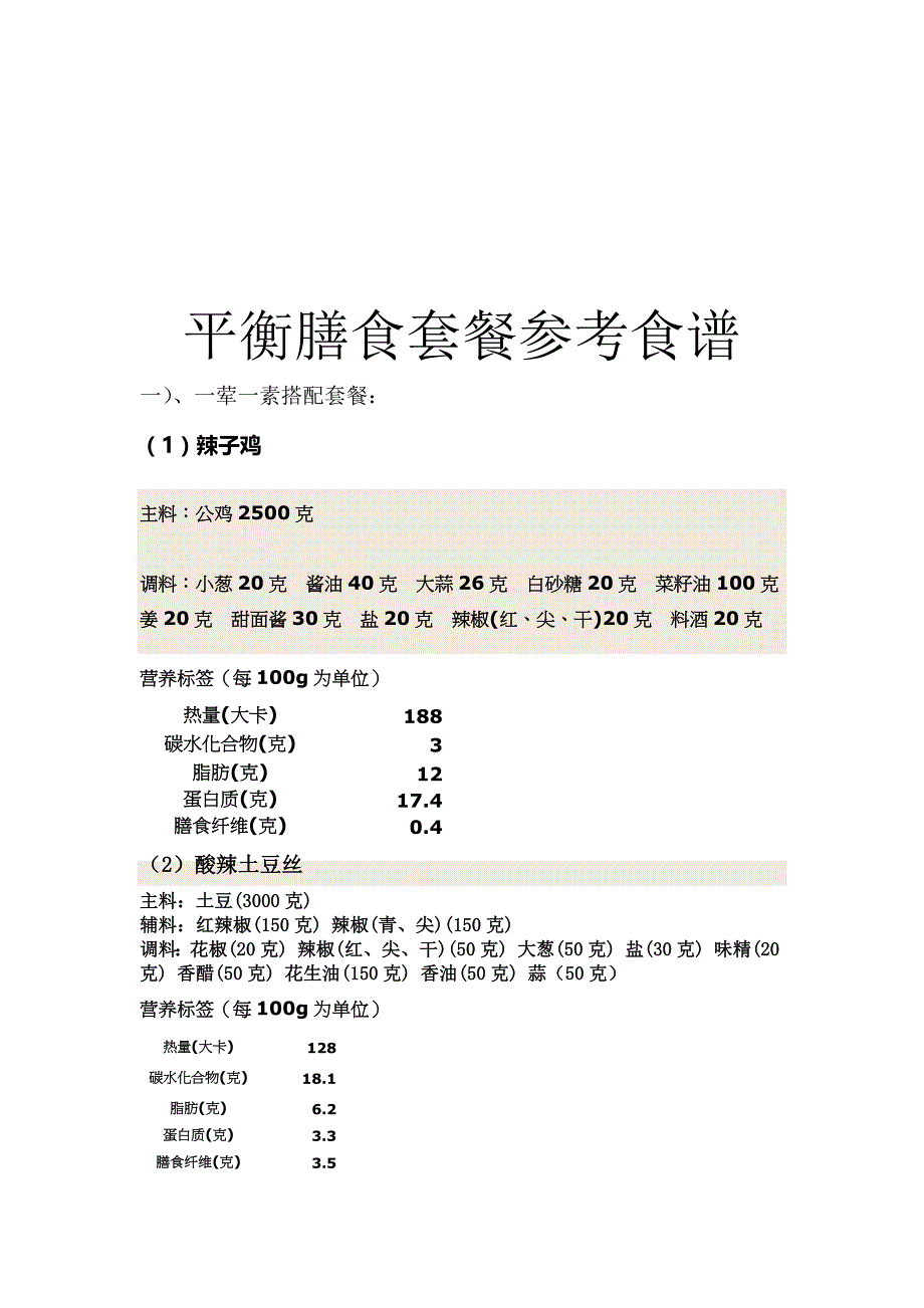 平衡膳食套餐参考食谱大全_第1页