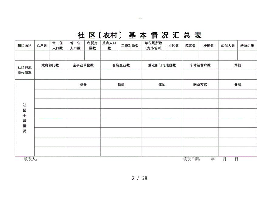 社区警务室基础工作台帐封面和工作用效果表格样张_第3页