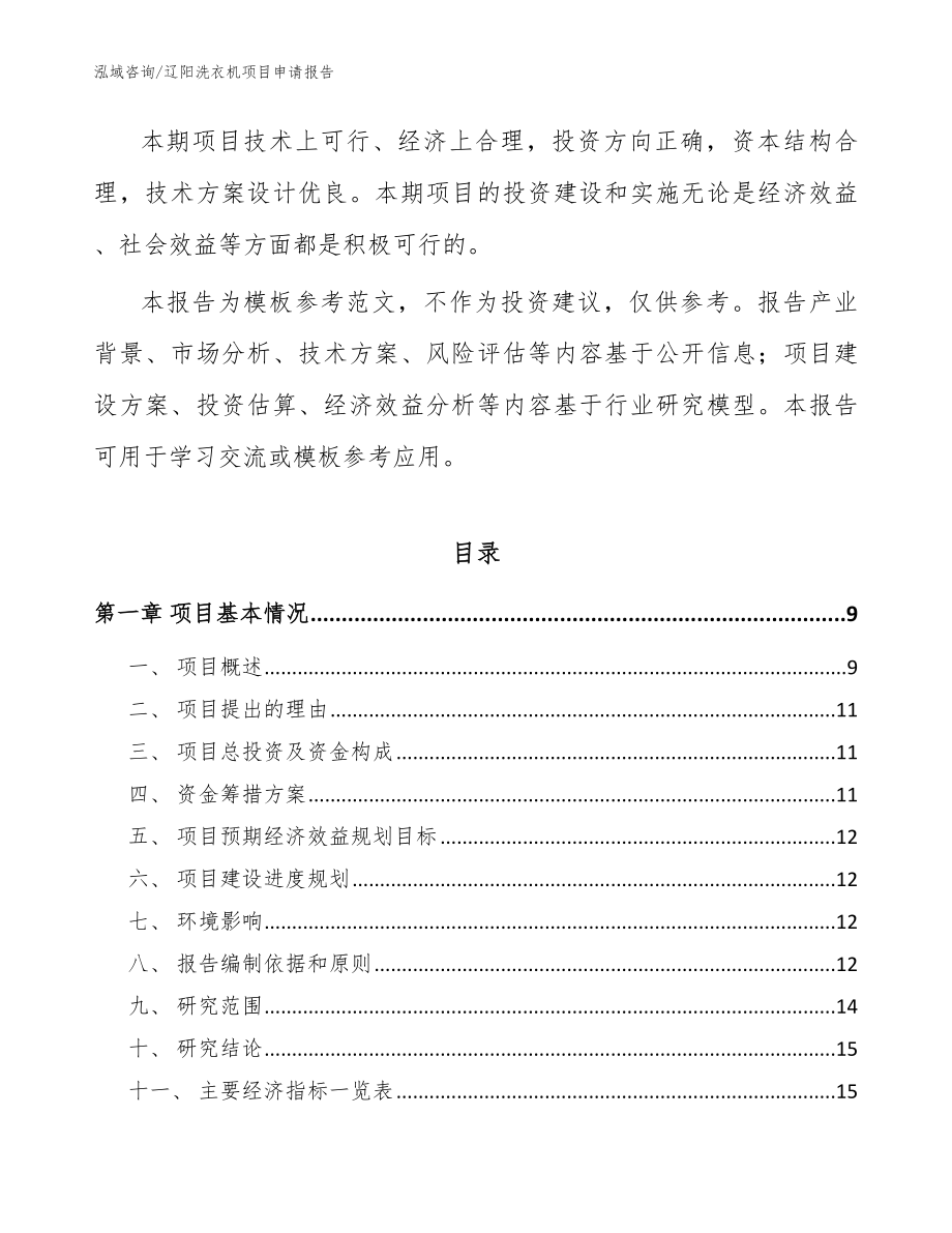辽阳洗衣机项目申请报告（范文模板）_第3页