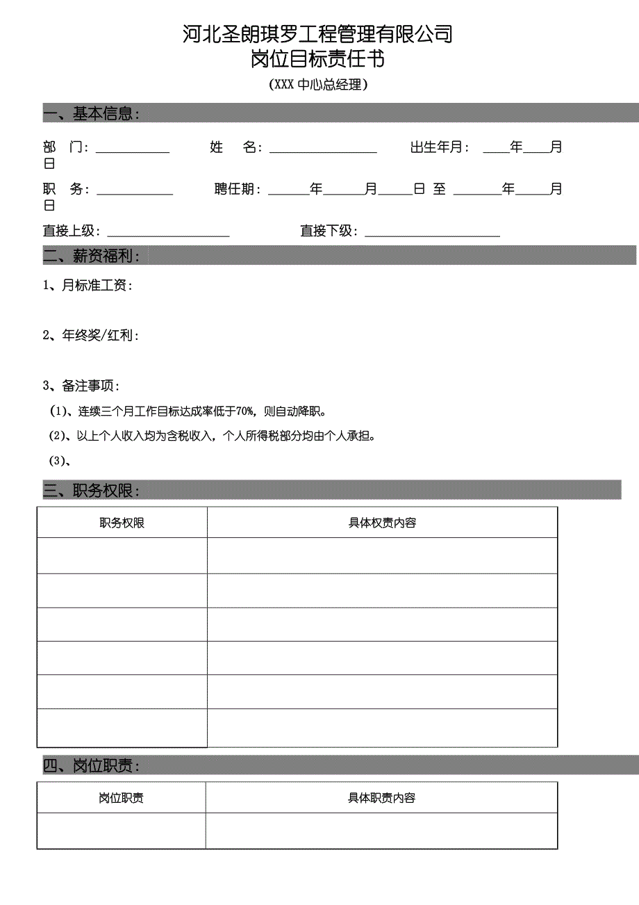 岗位目标责任书_第1页