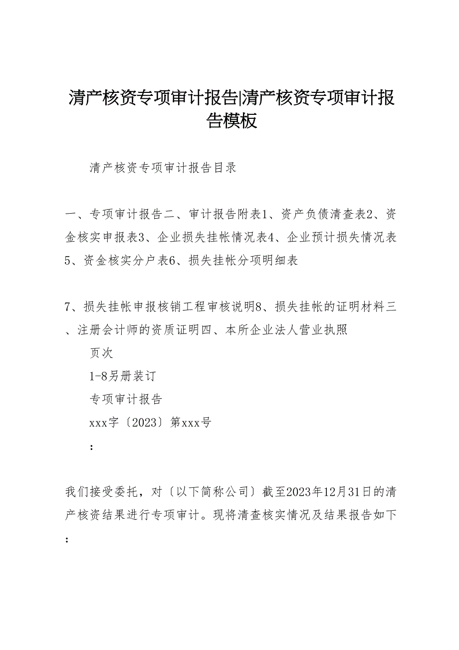 2023年清产核资专项审计报告清产核资专项审计报告 .doc_第1页