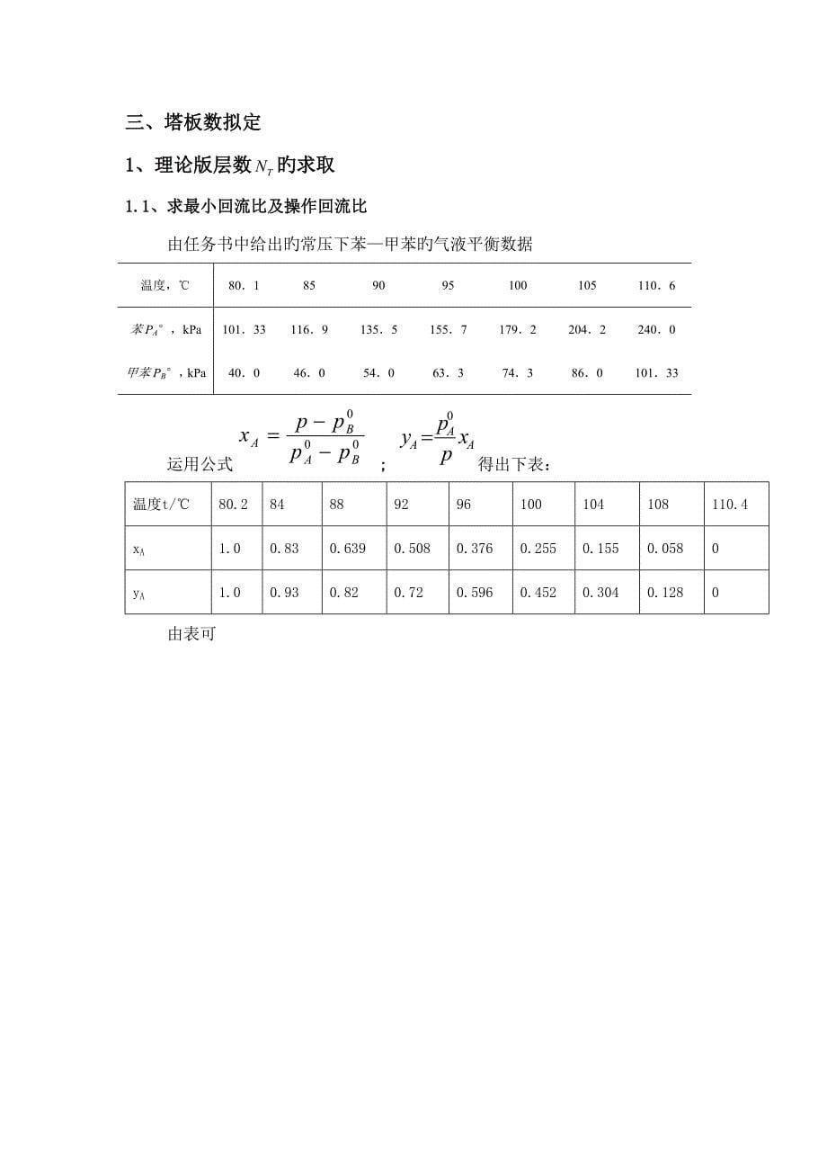 化工原理优质课程设计分离苯甲苯连续精馏筛板塔_第5页