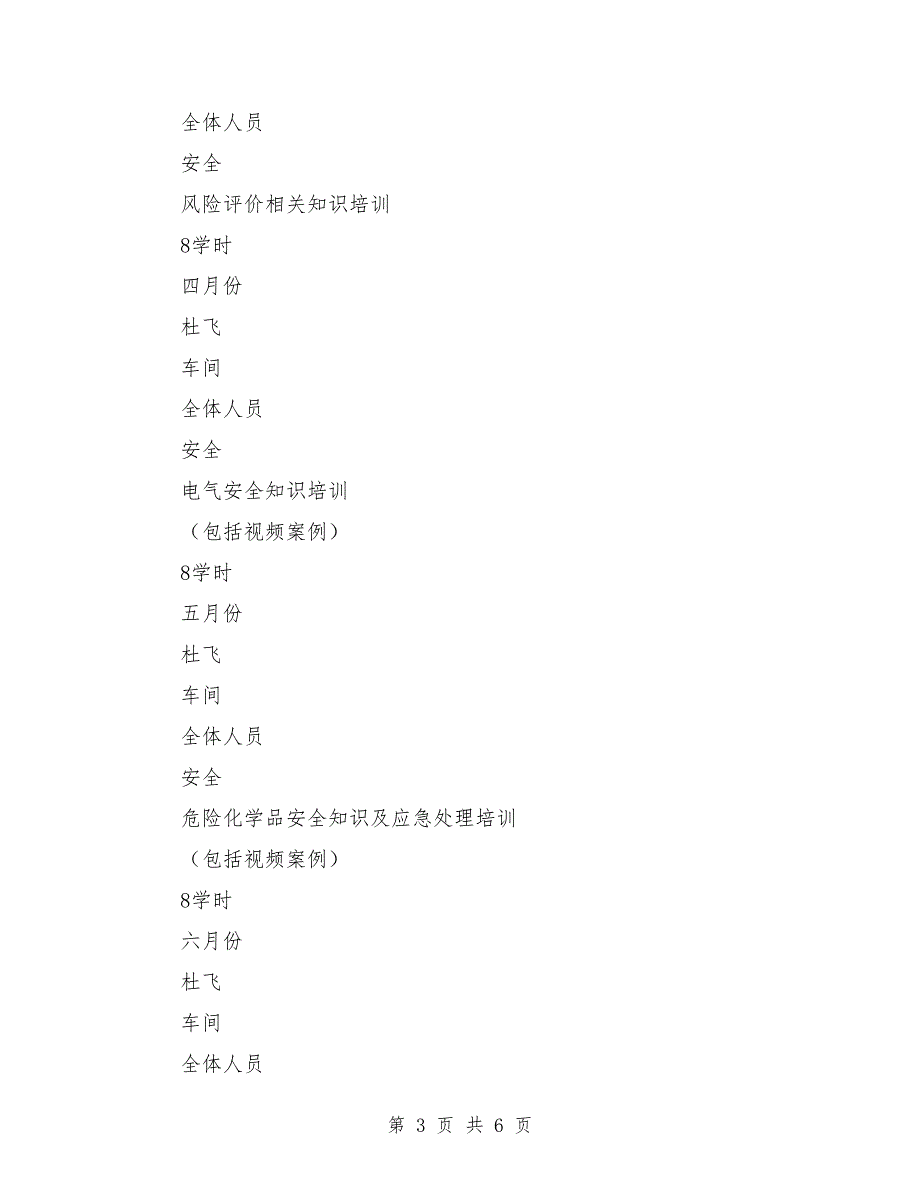 2021年职工安全培训教育计划_第3页