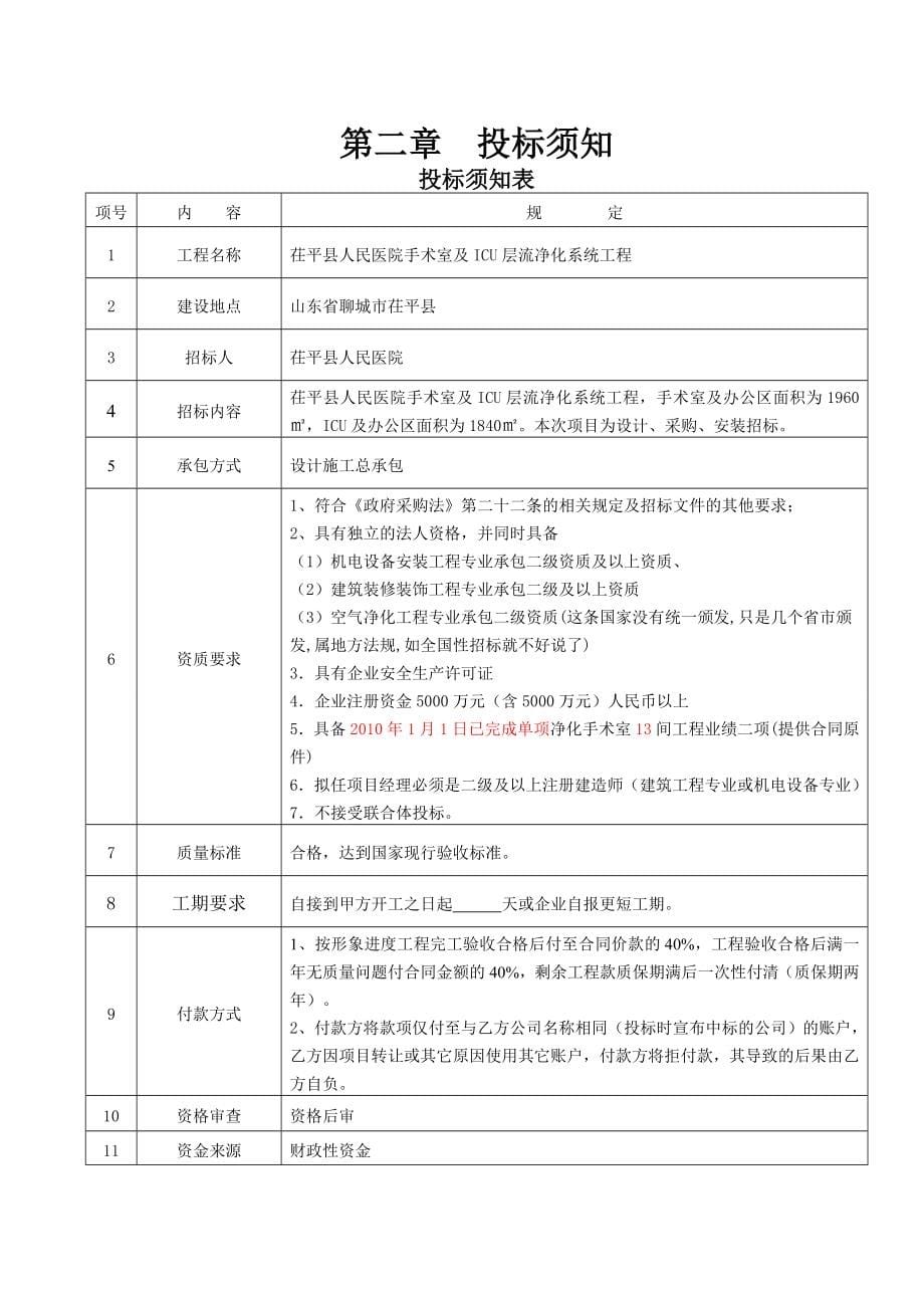 人民医院手术室及ICU层流净化系统工程招标文件初425_第5页