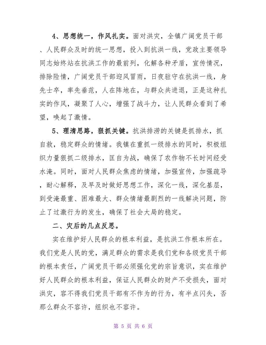 抗洪救灾的个人工作总结范文2022_第5页