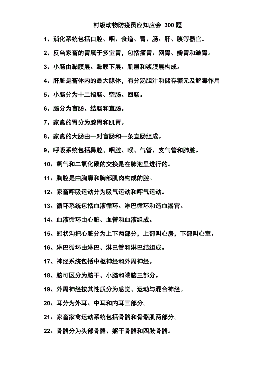 村级动物防疫员应知应会300题_第1页