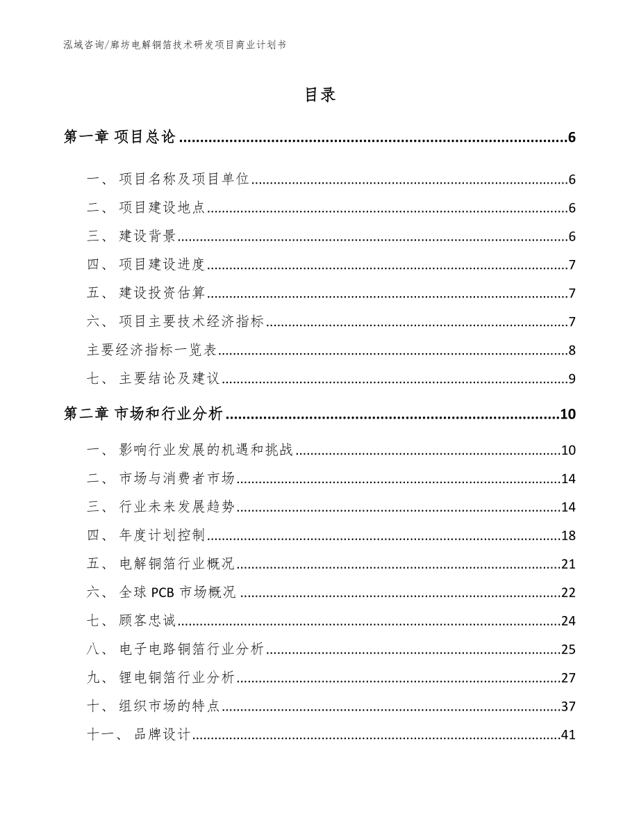 廊坊电解铜箔技术研发项目商业计划书_第1页