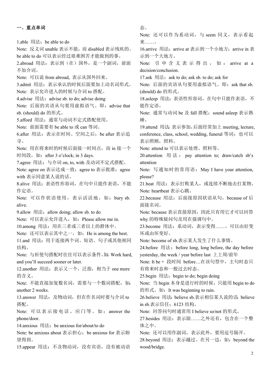 (完整word版)山东省高职单招必备英语知识点①-推荐文档.doc_第2页