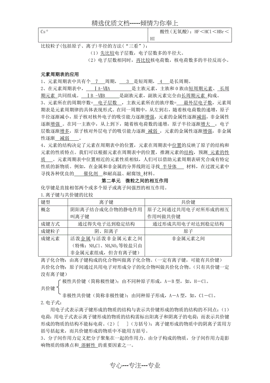 人教版化学必修二知识点归纳总结(共15页)_第3页