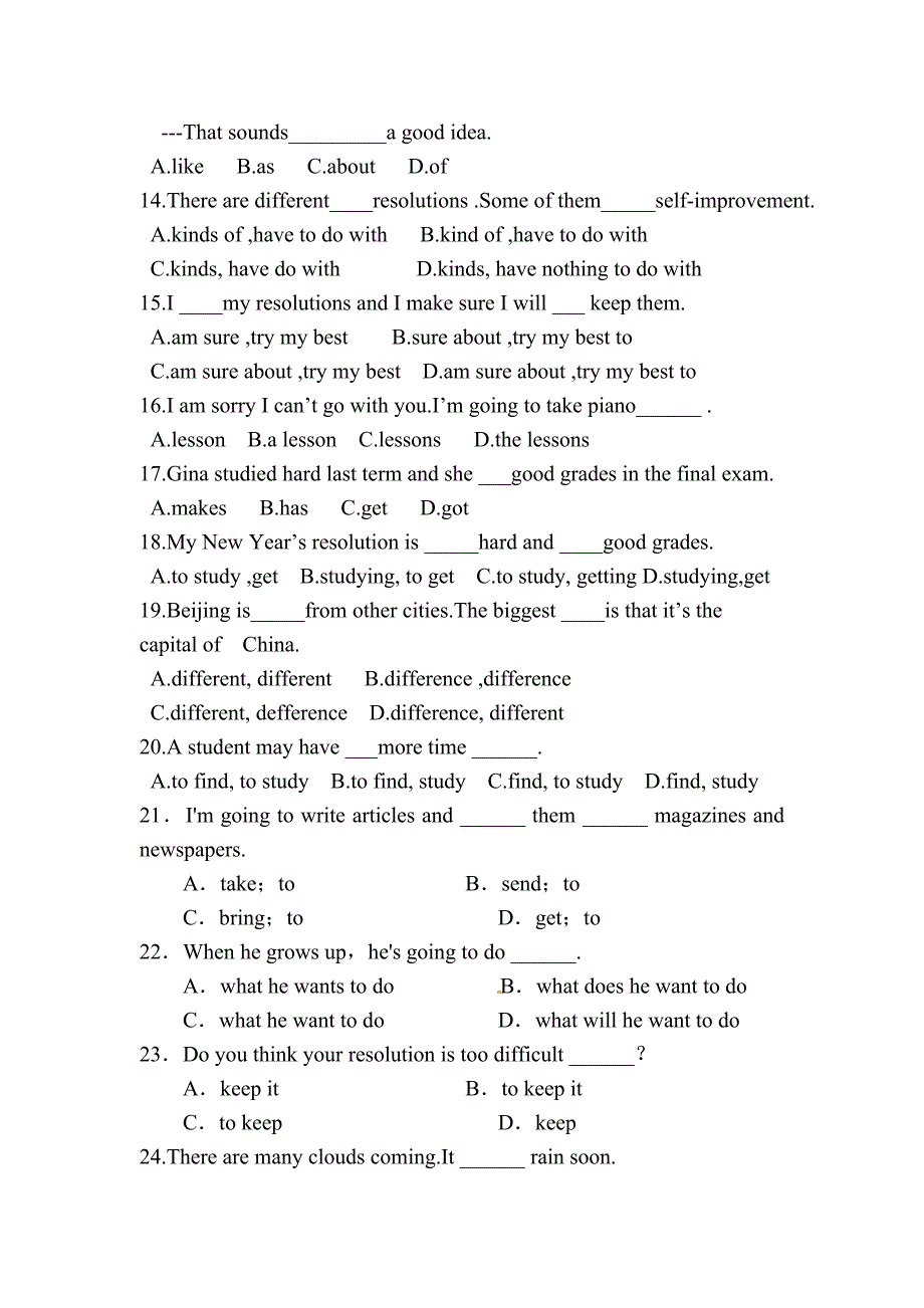 人教版八年级上册英语六单元测试题（附答案）.doc_第2页