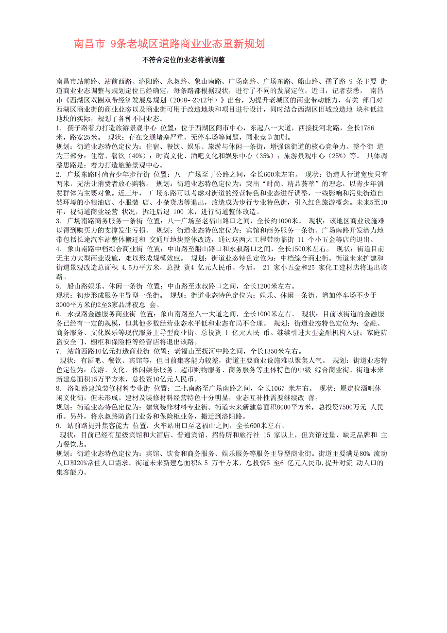 南昌市9条老城区道路商业业态重新规划_第1页