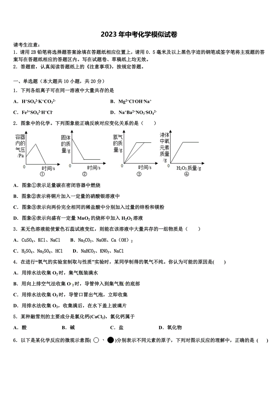 湖南省长沙市宁乡县2023年中考五模化学试题含解析_第1页