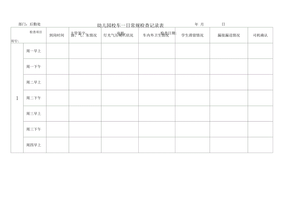 校车每日常规检查记录表_第1页