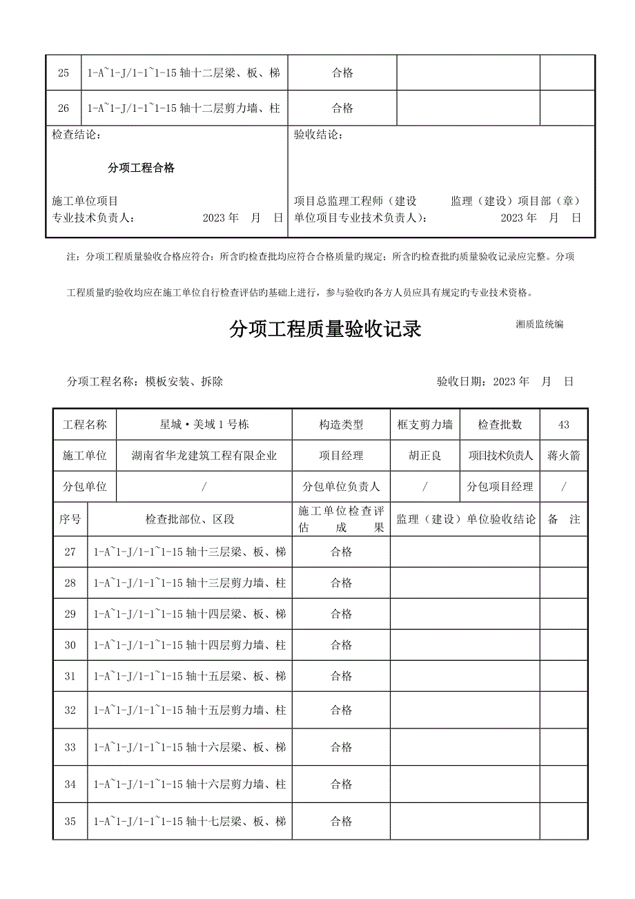 模板分项工程质量验收记录_第3页