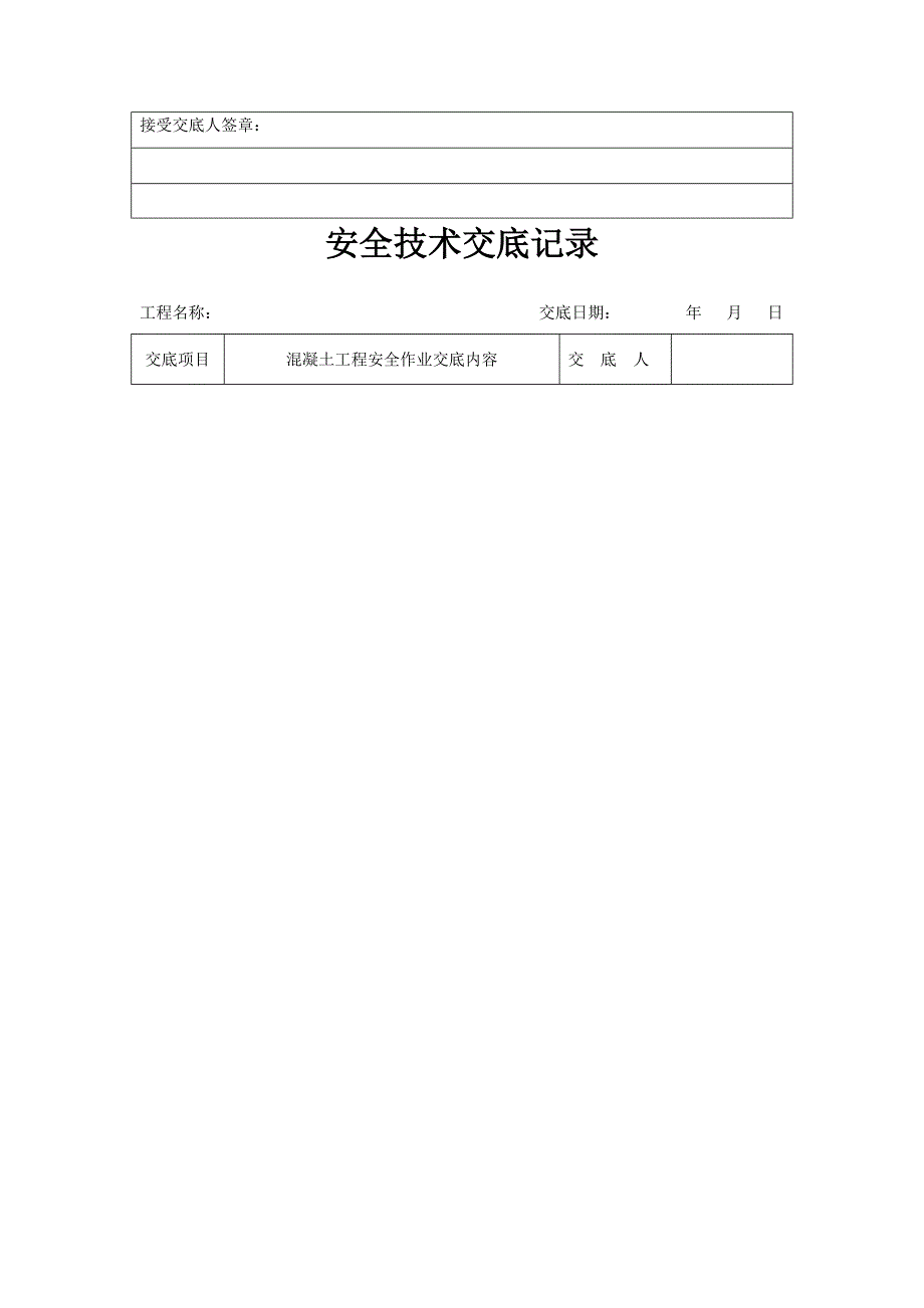 分项工程安全技术交底记录表格填写实例A_第4页