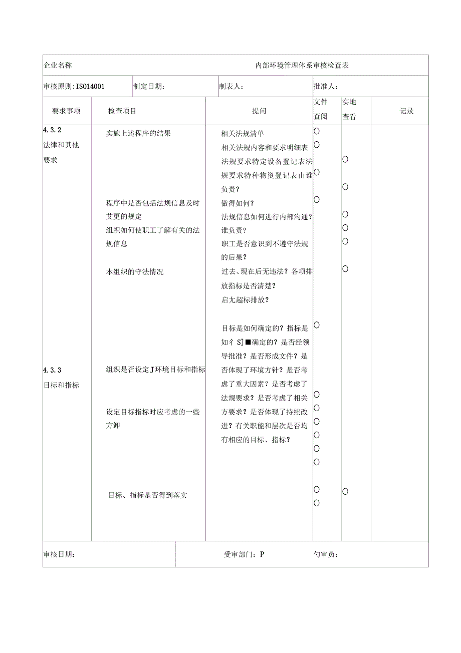 环境体系审核通用检查表_第4页