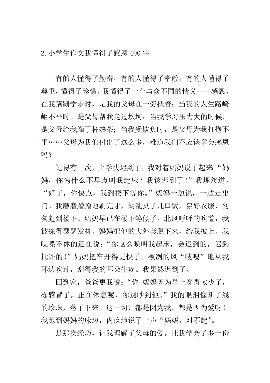 小学生作文我懂得了感恩400字五篇.doc_第2页