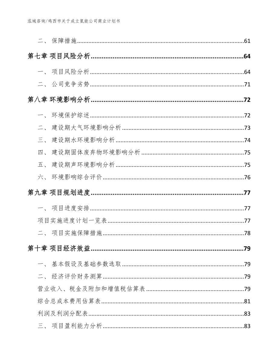 鸡西市关于成立氢能公司商业计划书【模板范文】_第5页