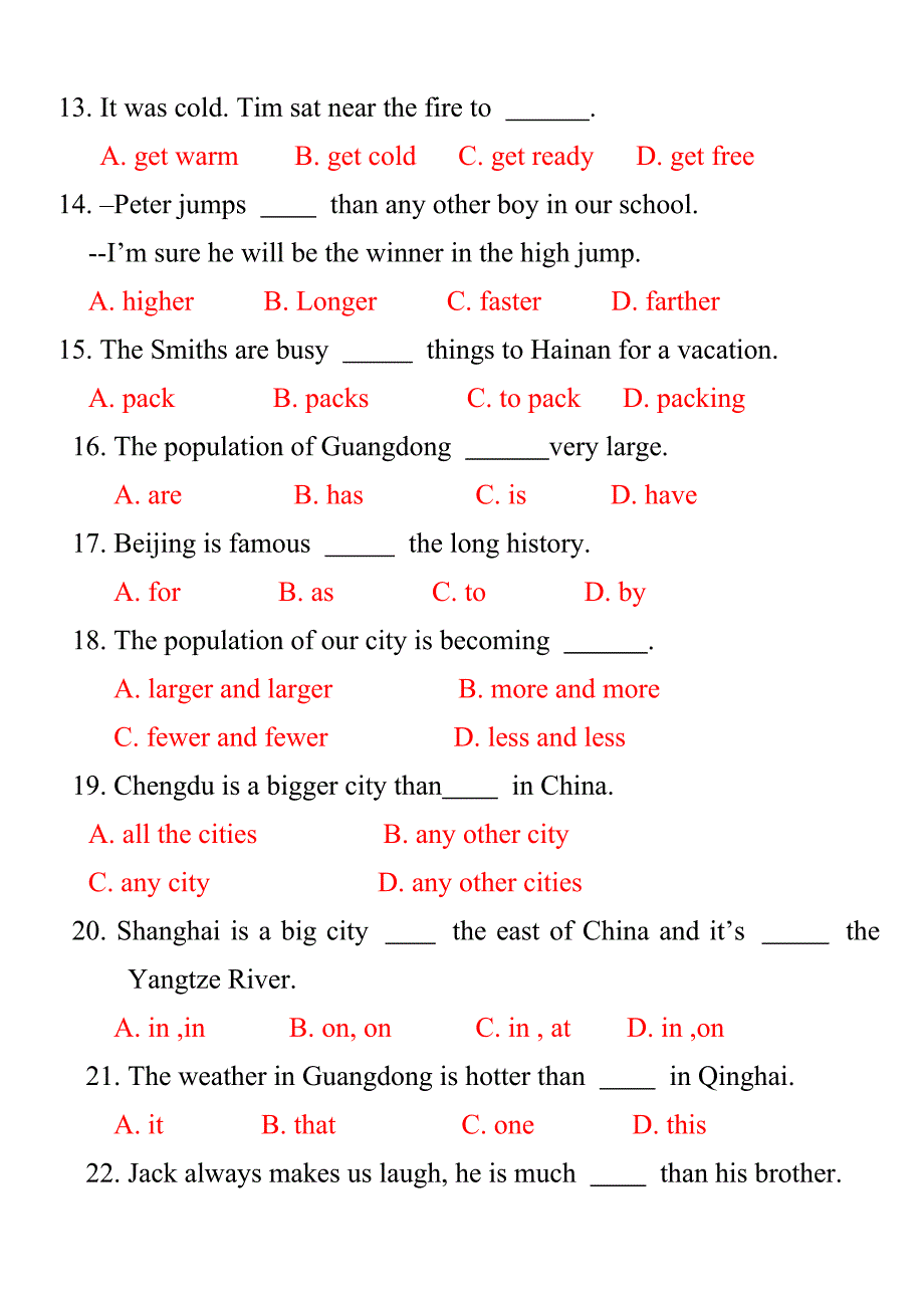 七年级下册Module4-6复习题_第3页