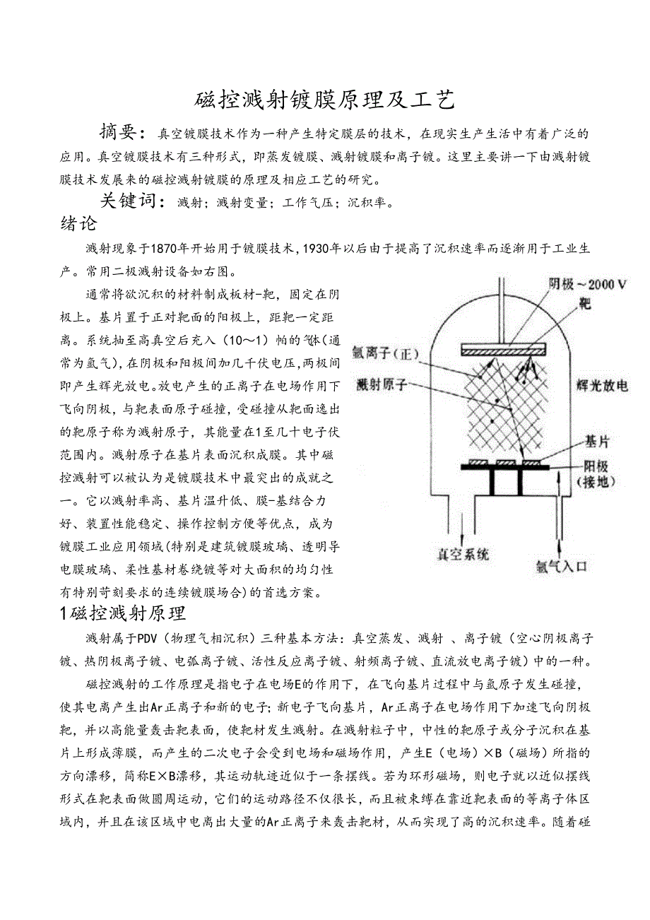 磁控溅射镀膜原理和工艺设计_第1页