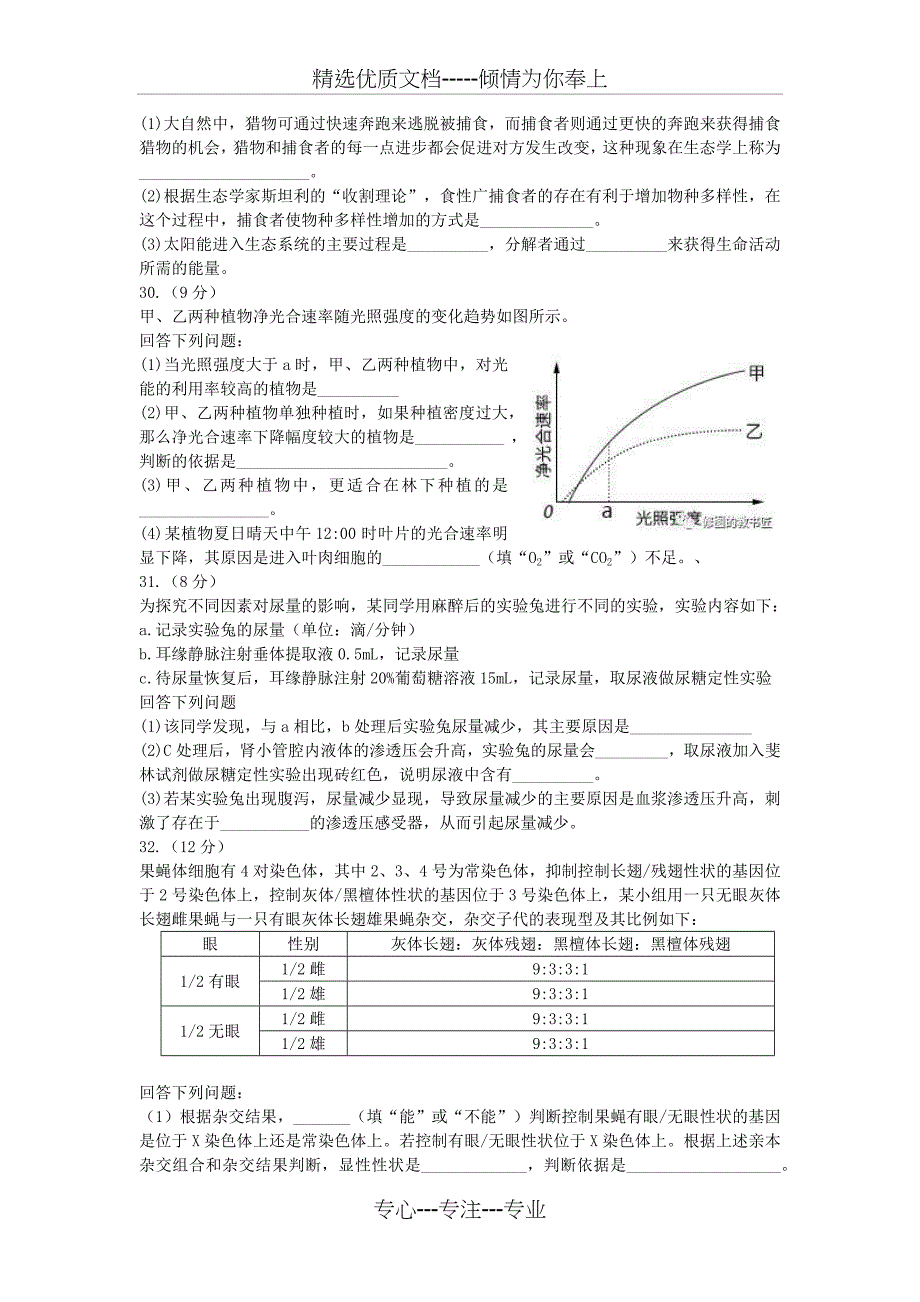 2018高考全国1卷理综生物部分(共4页)_第2页