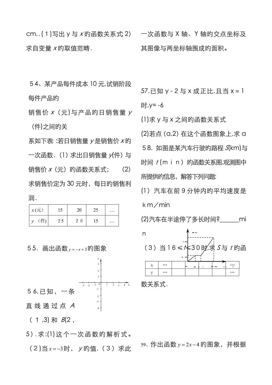 一次函数基础综合练习题_第5页