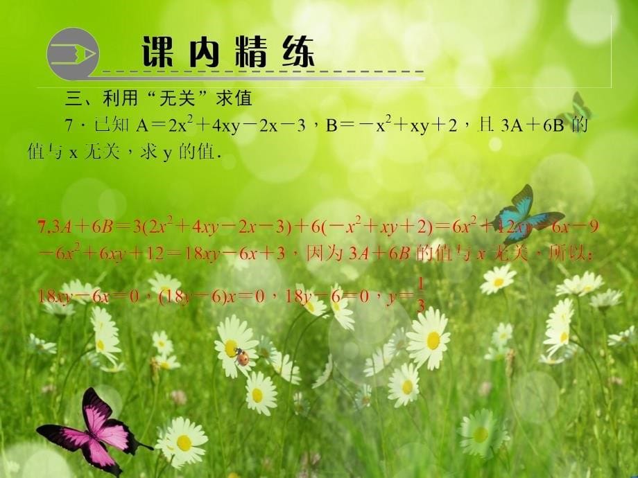 年七年级数学上册 专题 整式的化简求值课件 （新版）北师大版_第5页