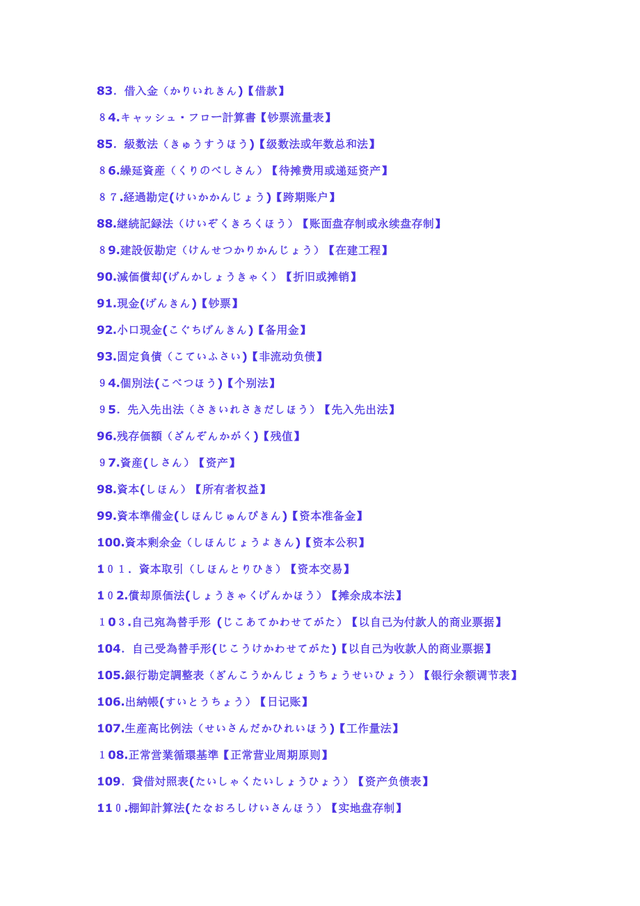 常用财务日语词汇中日对照带假名_第4页