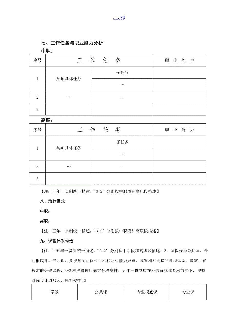 3+2中高职分段培养2016年年级人才培养方案_第5页