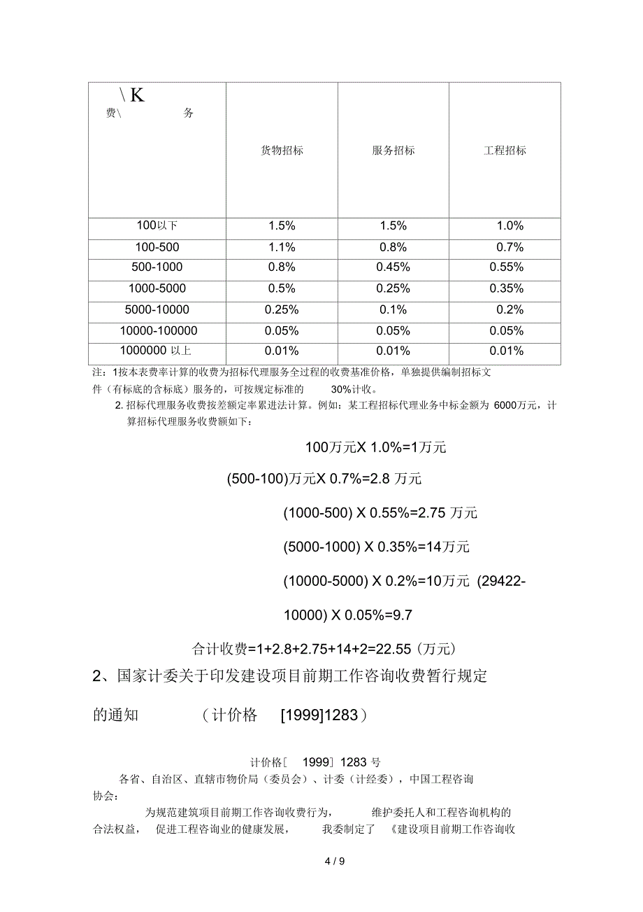 招标代理管理咨询收费标准_第4页