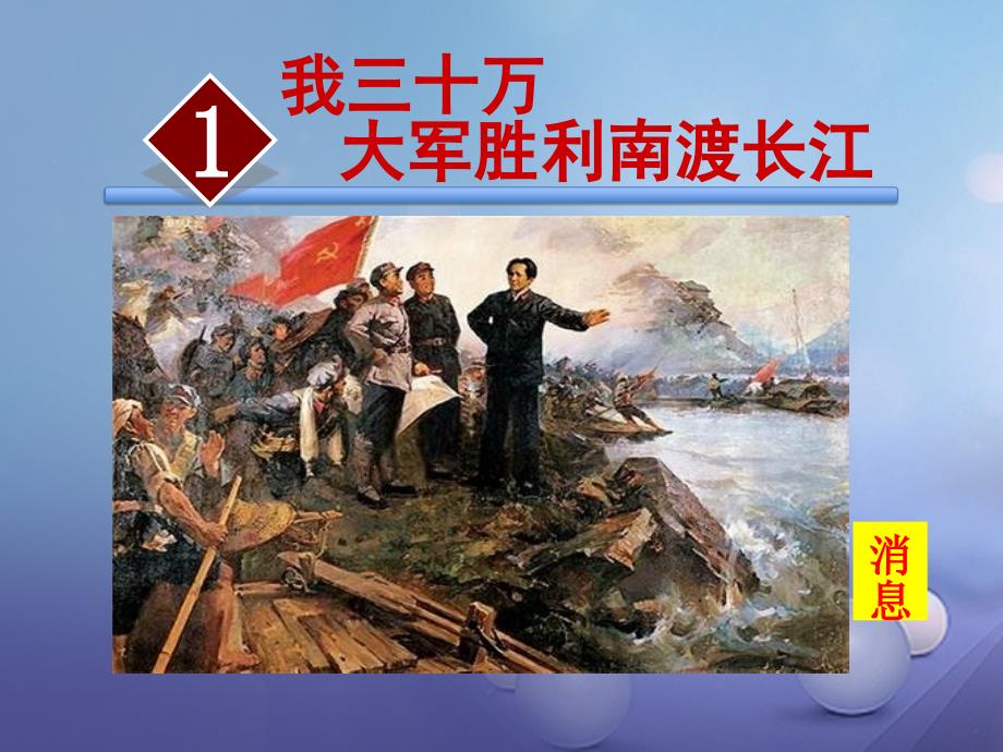 八年级语文上册 第一单元 1 消息二则 我三十万大军胜利南渡长江课件 新人教版_第1页