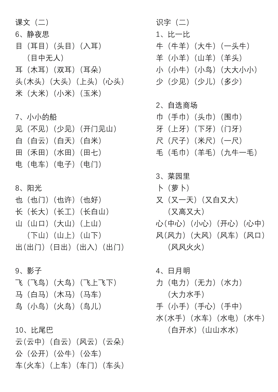 语文一年级上册四会字词语表.doc_第2页