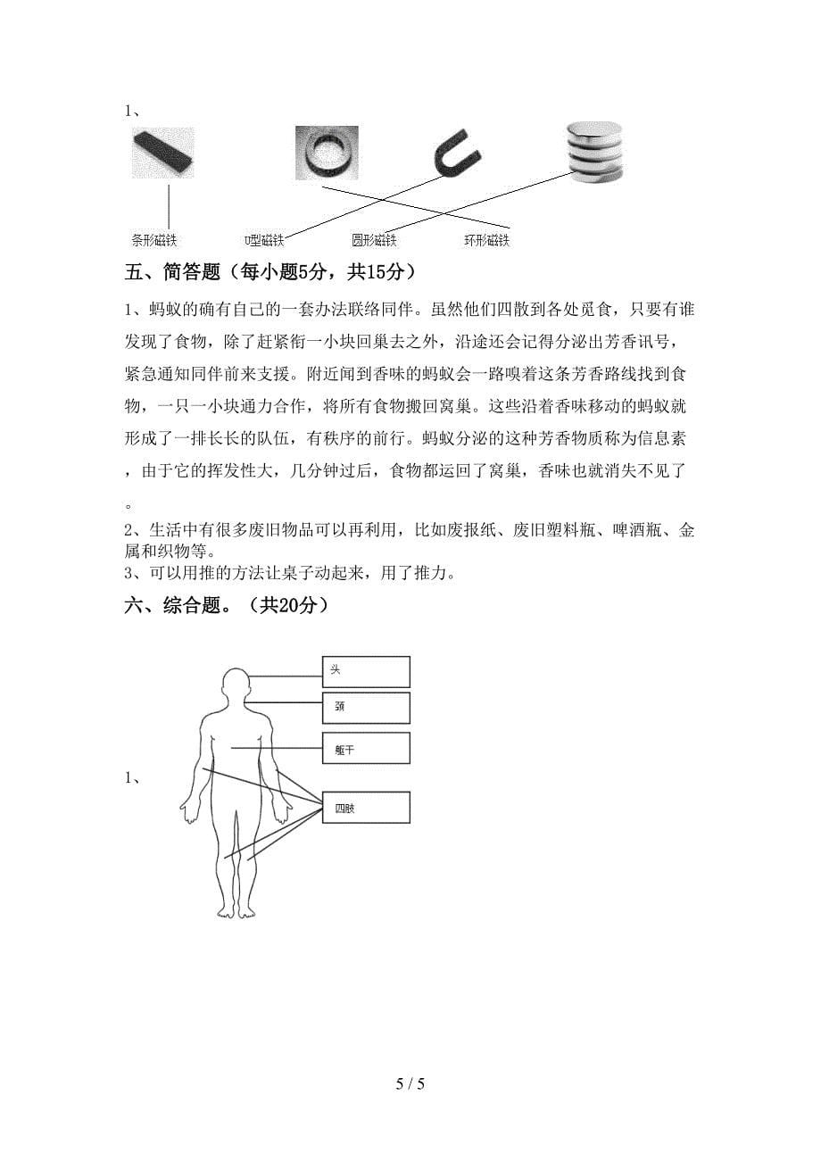 2022年苏教版二年级科学上册期中考试题及答案【真题】.doc_第5页