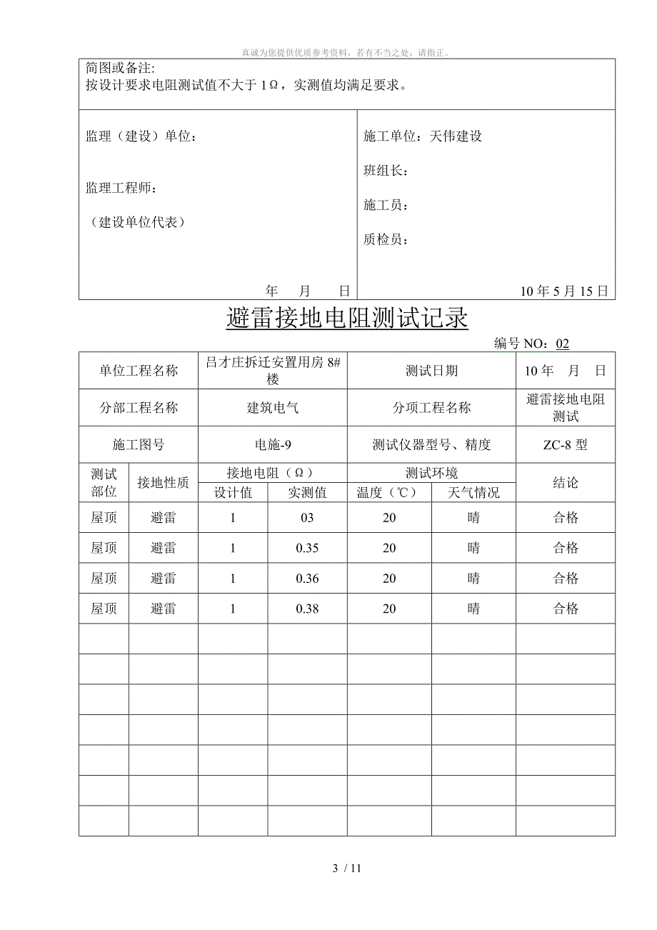 避雷接地电阻测试记录_第3页