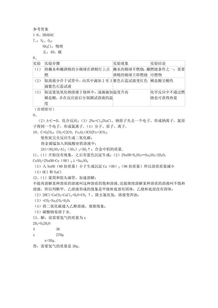 贵州省贵阳市2020年中考化学真题试题（含答案）_第5页